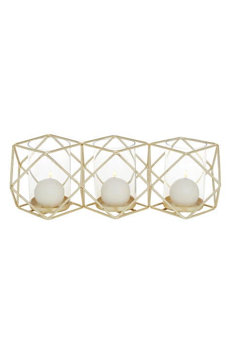 Goldtone Metal Modern Candle Holder