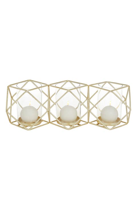 Goldtone Metal Modern Candle Holder