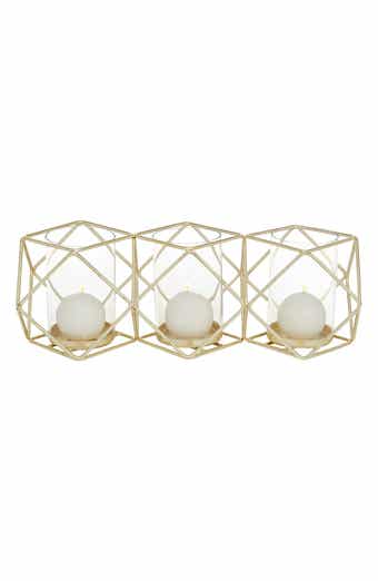 VIVIAN LUNE HOME Goldtone Metal Modern Candle Holder