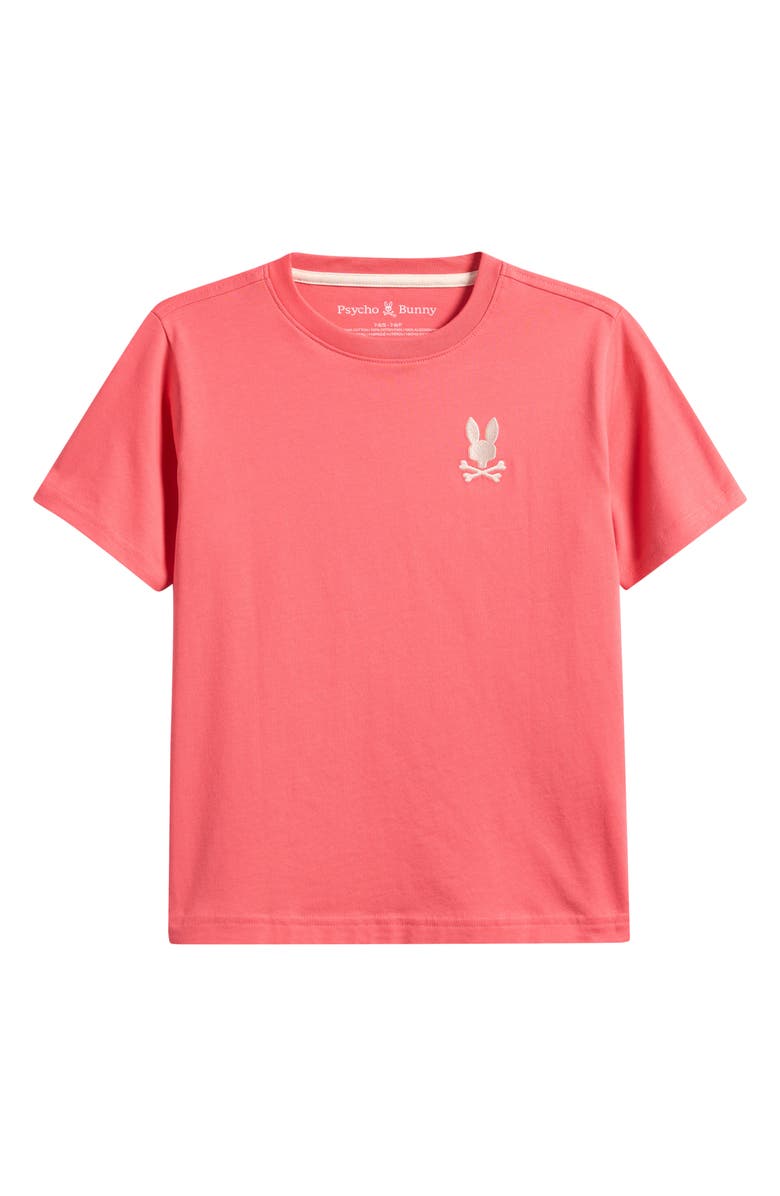 Psycho Bunny Kids' Aiden Pima Cotton Back Graphic T-Shirt, Main, color, Sunkissed Coral
