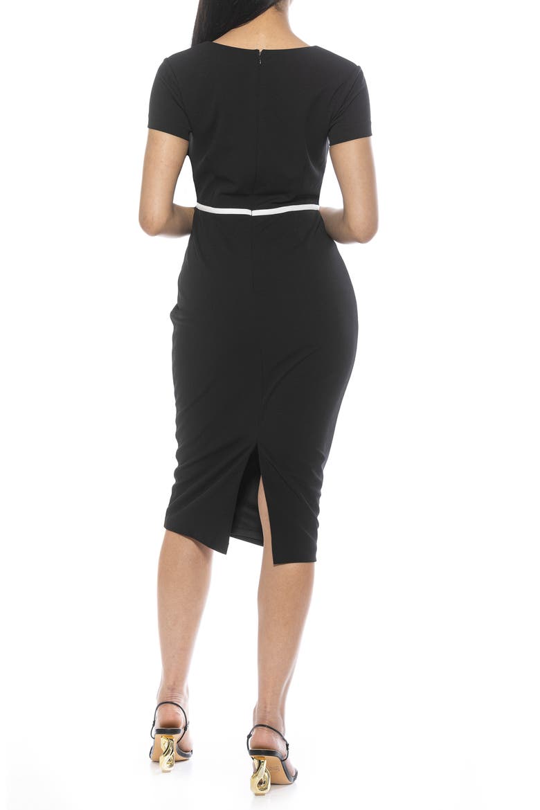 Alma Sheath Midi Dress, Alternate, color, BLACK/ IVORY
