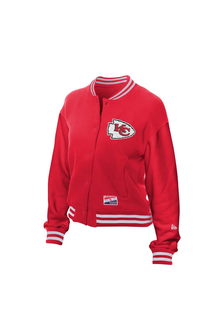 Women's New Era  Red Kansas City Chiefs Throwback Fleece Full-Snap Jacket, Alternate, color, Red