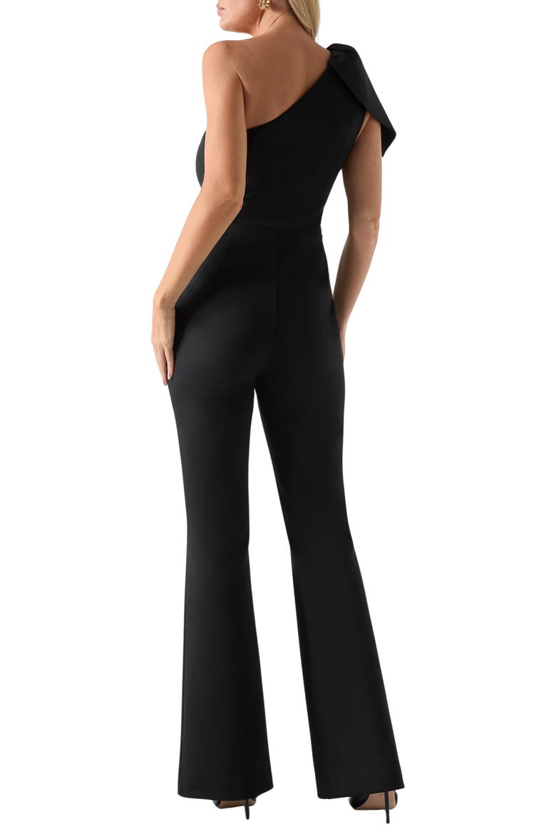 Andrea One-Shoulder Scuba Crepe Jumpsuit, Alternate, color, JBLK-BLACK