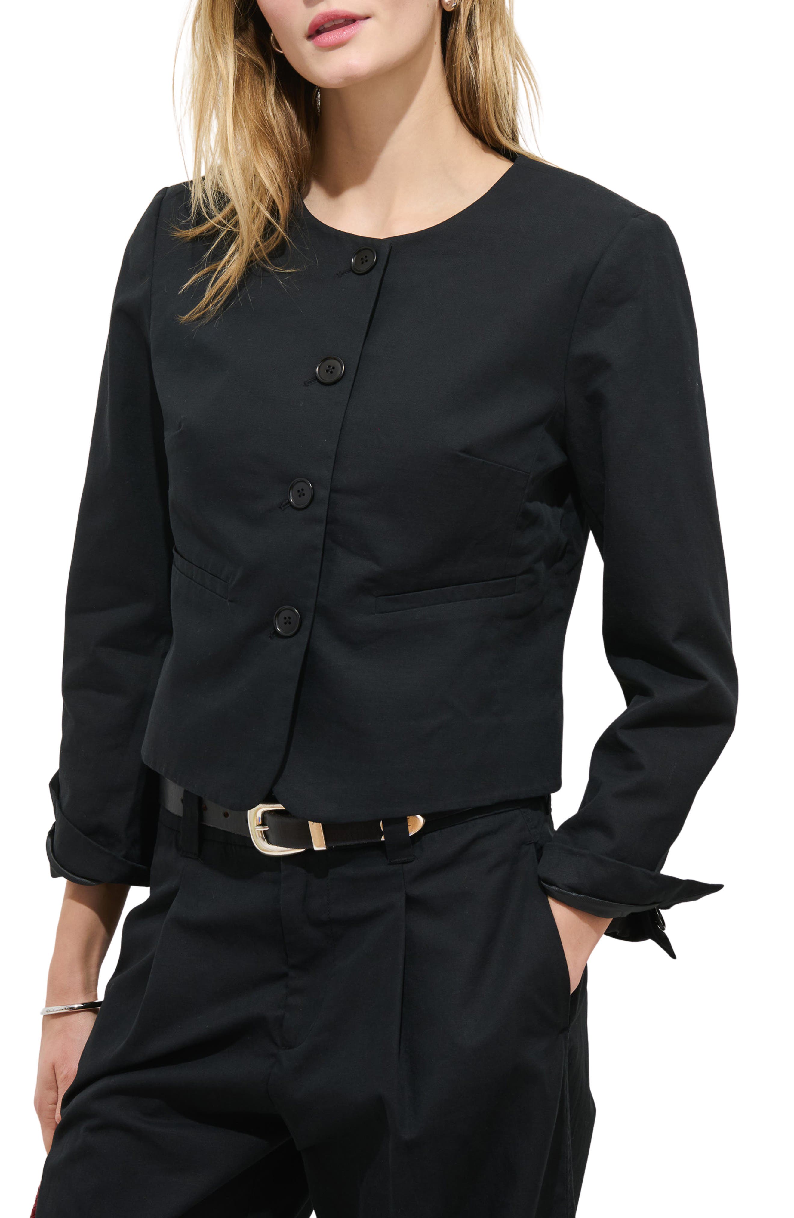 Soho Collarless Cotton & Linen Jacket