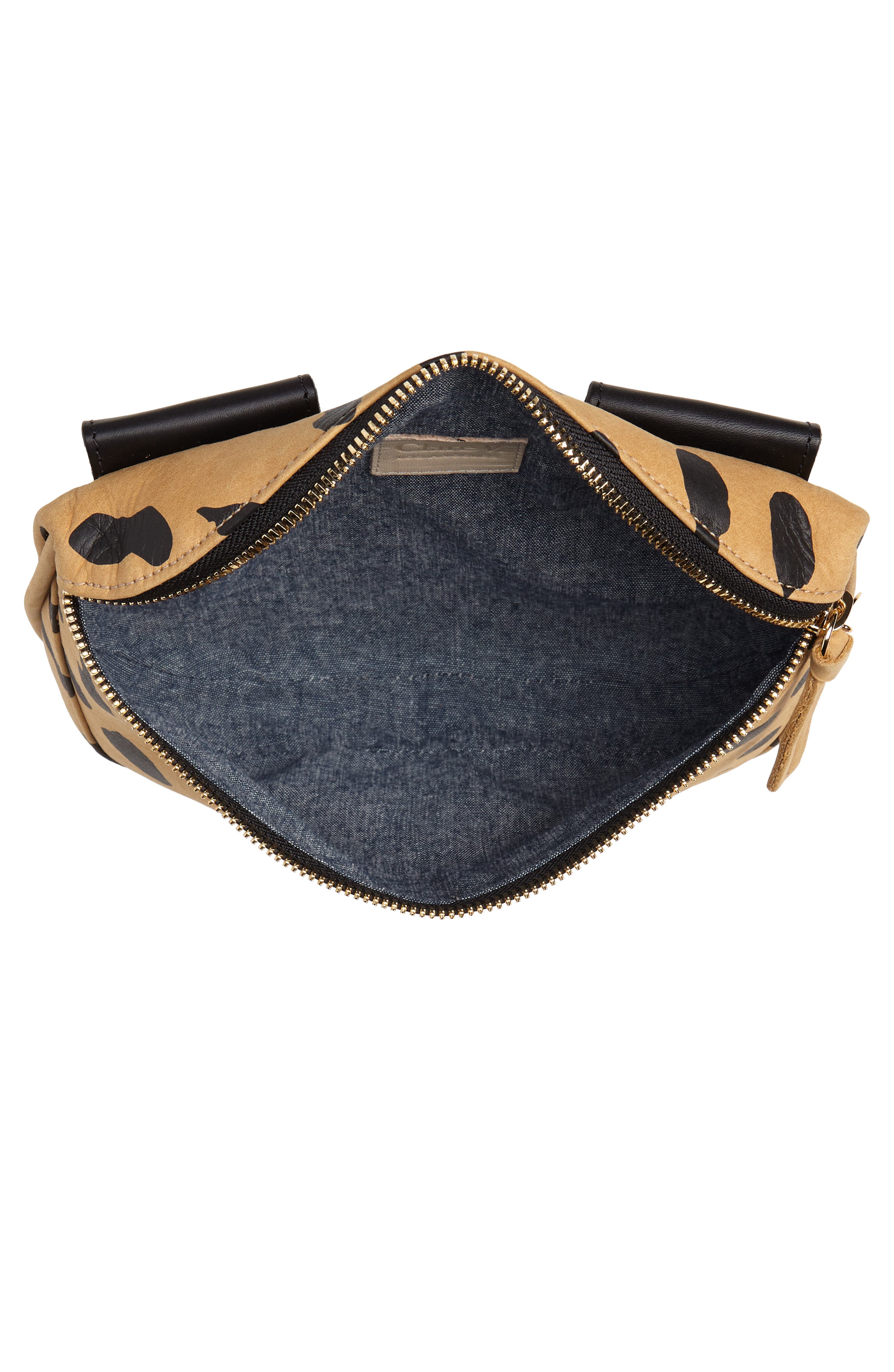 Jaguar Print Leather Fanny Pack, Alternate, color, CAMEL
