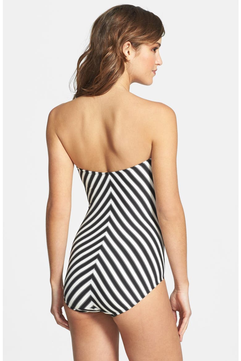'Bianca' Mitered Stripe One-Piece Swimsuit, Alternate, color, BLACK IVORY