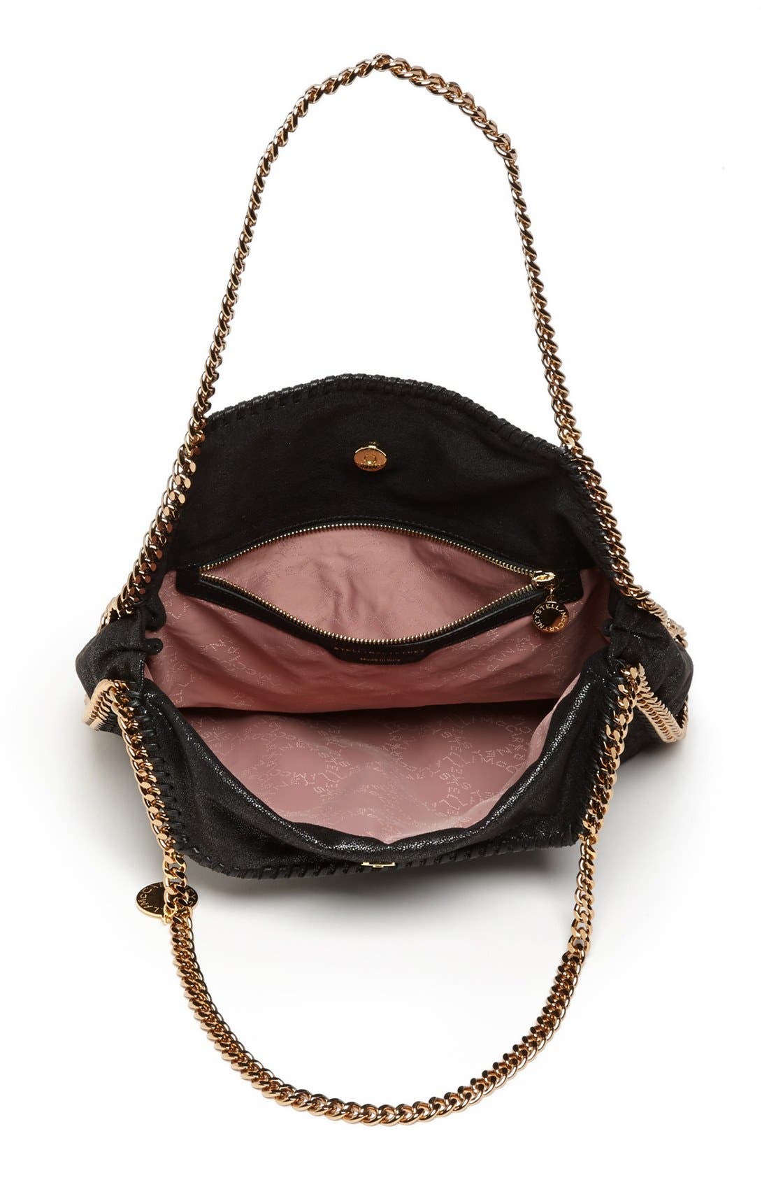 'Small Falabella - Shaggy Deer' Faux Leather Tote, Alternate, color, BLACK