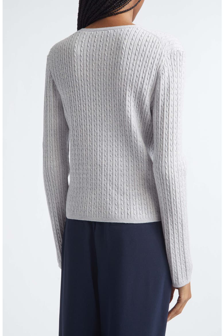Cable Stitch Merino Wool Blend V-Neck Cardigan, Alternate, color, HEATHER GREY