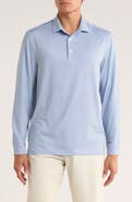 Greg Norman Knotweed Print Long Sleeve Performance Golf Polo