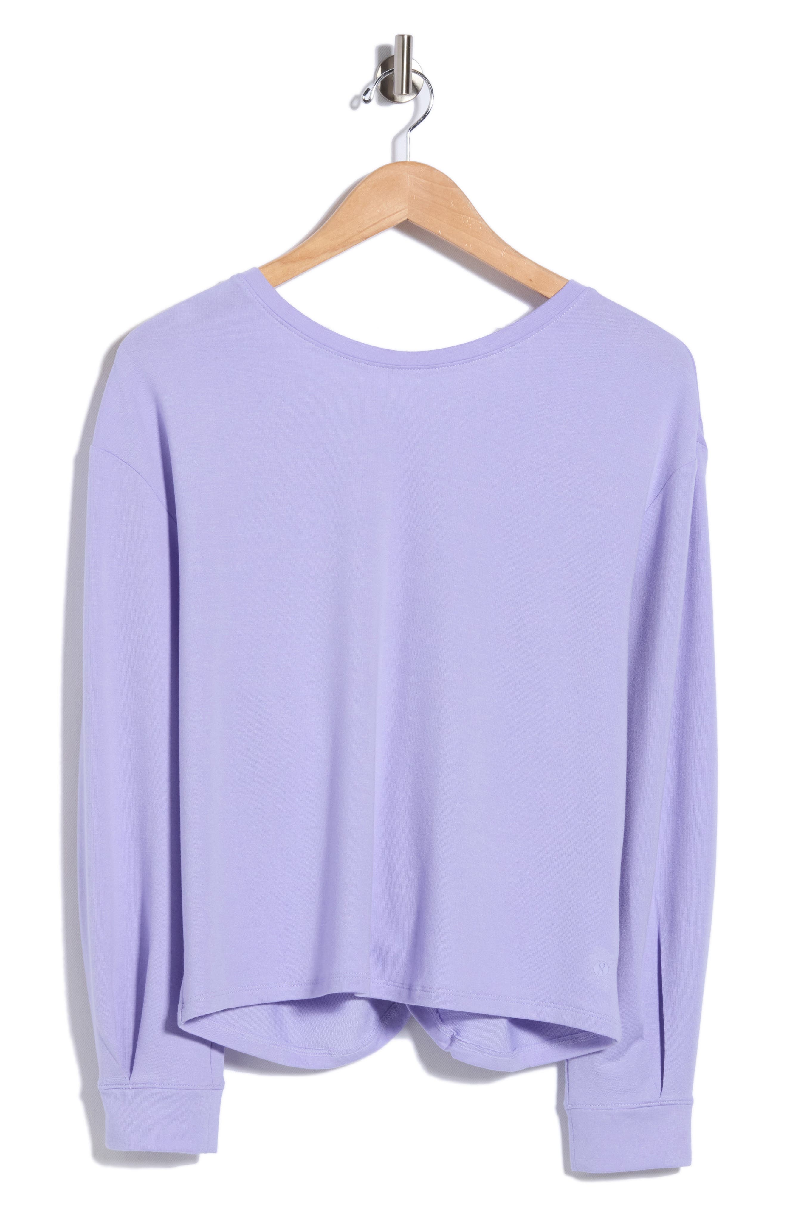 Layer 8 Restoration Twist Back Long Sleeve Top In Purple Tulip