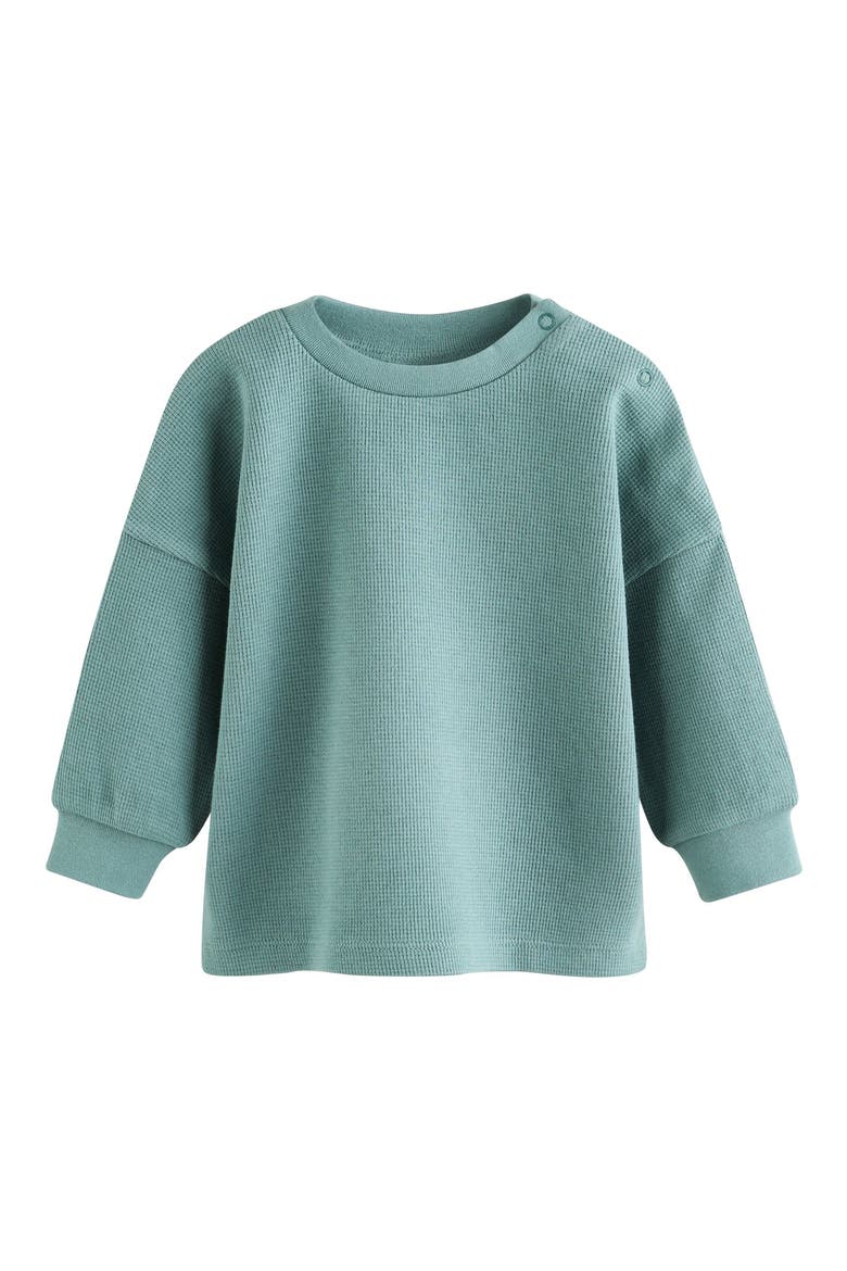 Waffle Knit Sweatshirt & Shorts Set, Alternate, color, GREEN