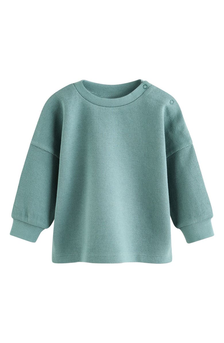 NEXT Waffle Knit Sweatshirt & Shorts Set, Alternate, color, Green