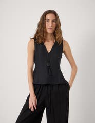 Hush Jose V-Neck Godet Linen Top