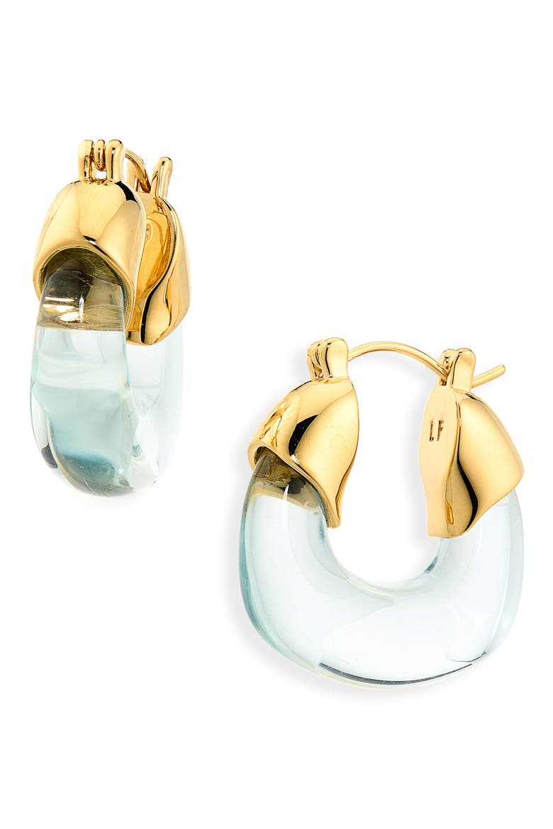 Mini Hoop Earrings, Main, color, AQUA