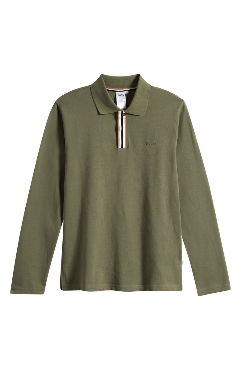 BOSS Kidswear Kids' Long Sleeve Cotton Polo, Main, color, Green