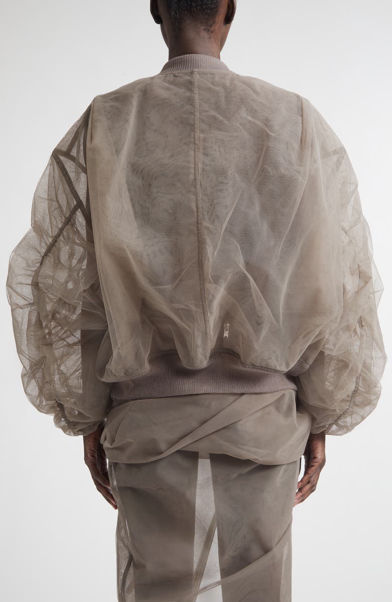 Rick Owens Secchia Tulle Bomber Jacket, Alternate, color, Dust
