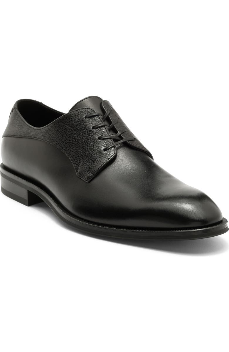 BOSS Derrek Mixed Finish Plain Toe Derby, Main, color, Black