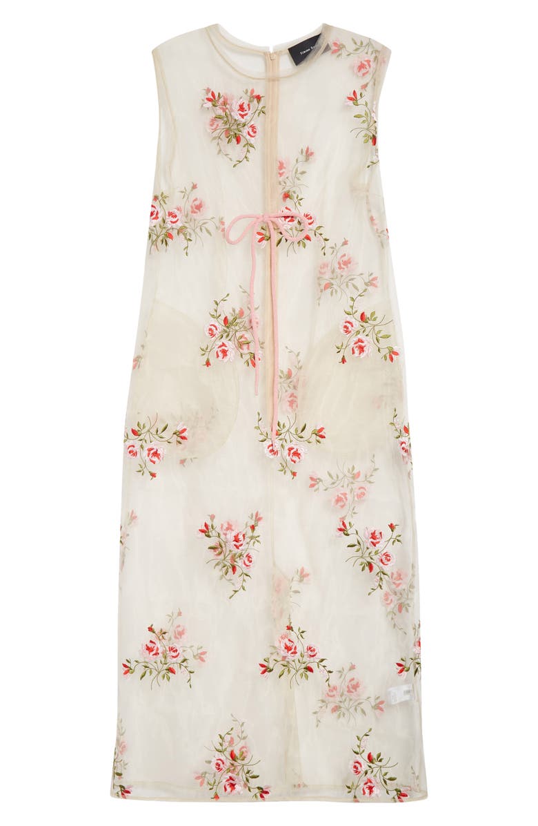 Simone Rocha Floral Embroidered Frayed Organza Column Dress, Main, color, Nude Floral/ Pink