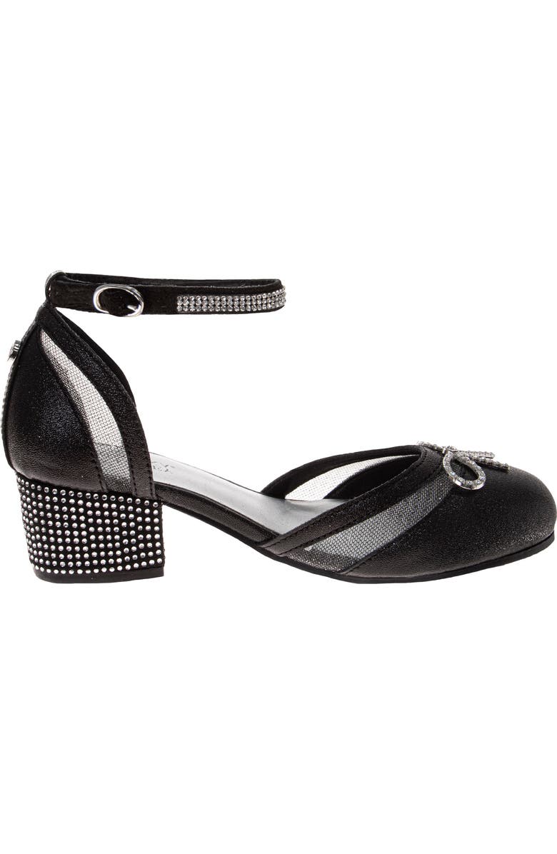 Badgley Mischka Collection Kids' Crystal Bow Ankle Strap Pump, Alternate, color, Black