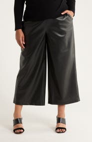 MAX STUDIO Crop Wide Leg Faux Leather Pants