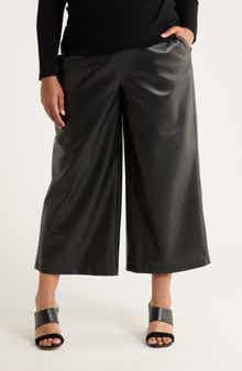Crop Wide Leg Faux Leather Pants