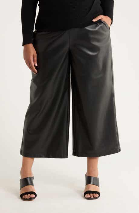 Crop Wide Leg Faux Leather Pants
