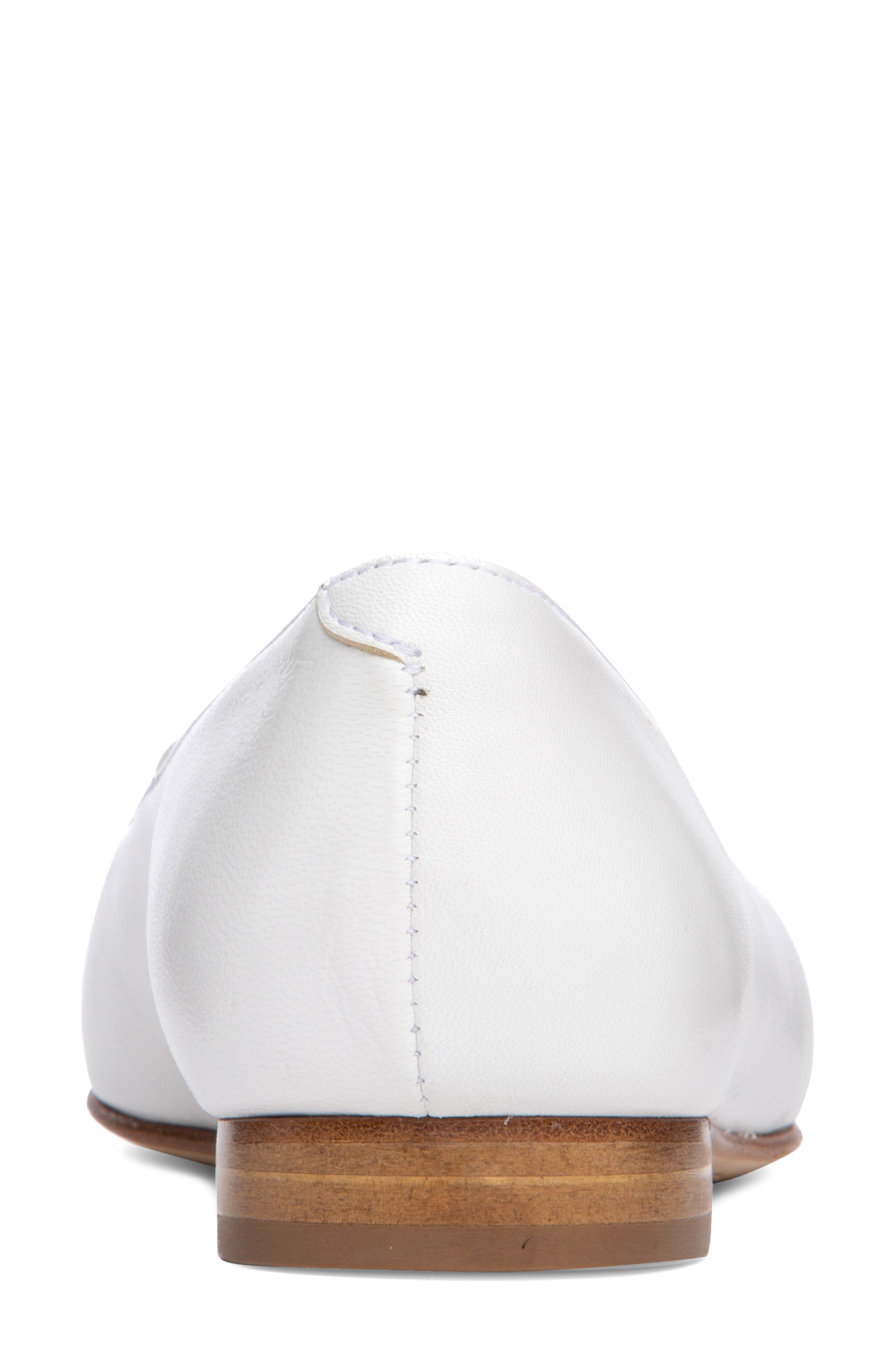 Fia Pointed Toe Flat, Alternate, color, WHITE LEATHER