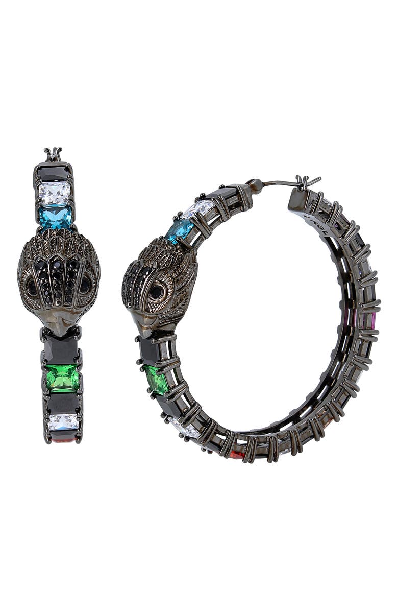 Kurt Geiger London Checkerboard Crystal Hoop Earrings, Main, color,