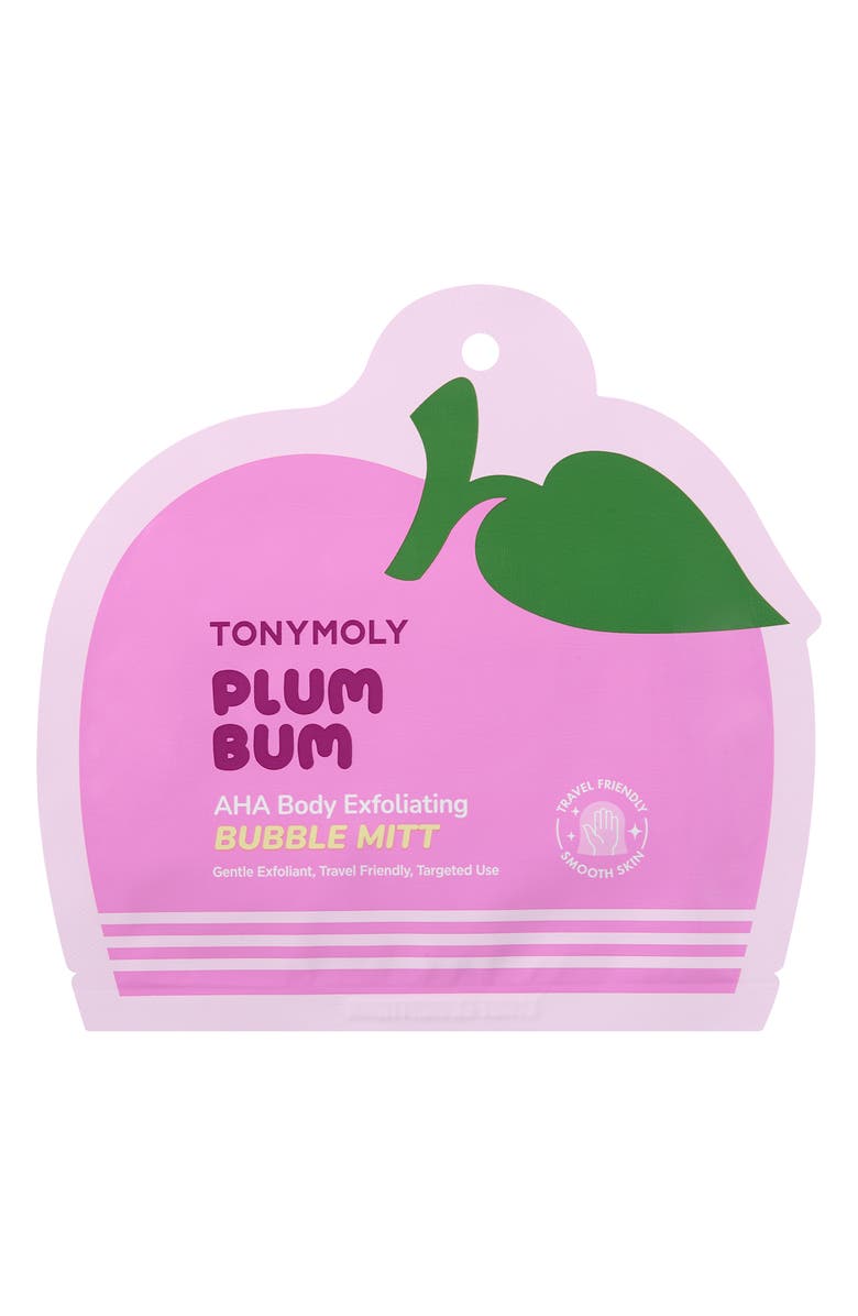 TONYMOLY Plum Bum AHA Body Exfoliating Bubble Mitt, Main, color, Pink