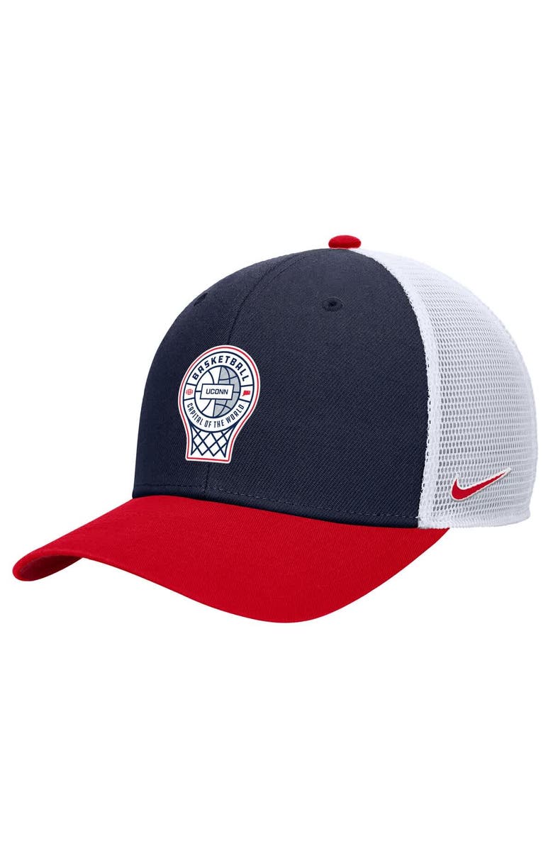 Nike Men's Nike Navy UConn Huskies Back-to-Back Champs Rise Adjustable Trucker Hat, Main, color, Navy