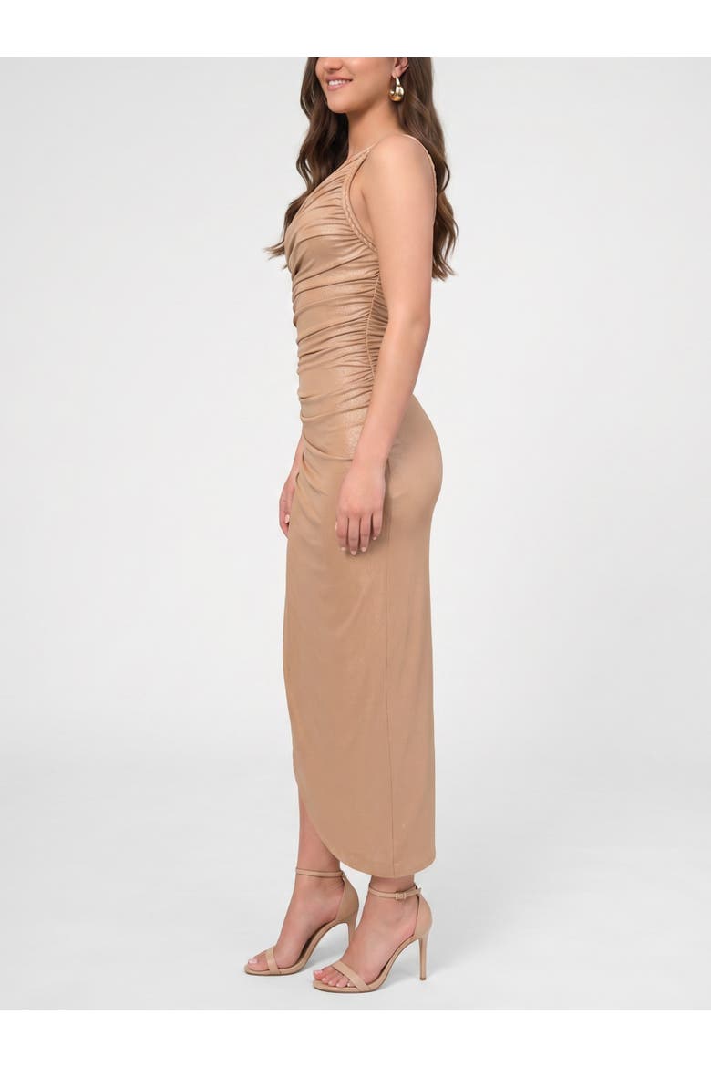 Athena Asymmetric Braided Midi Dress, Alternate, color, Buff Nude