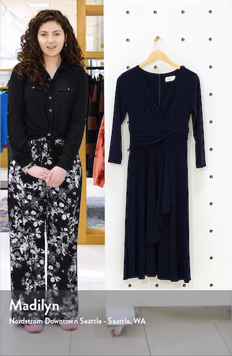 Long Sleeve Faux Wrap Dress, sales video thumbnail