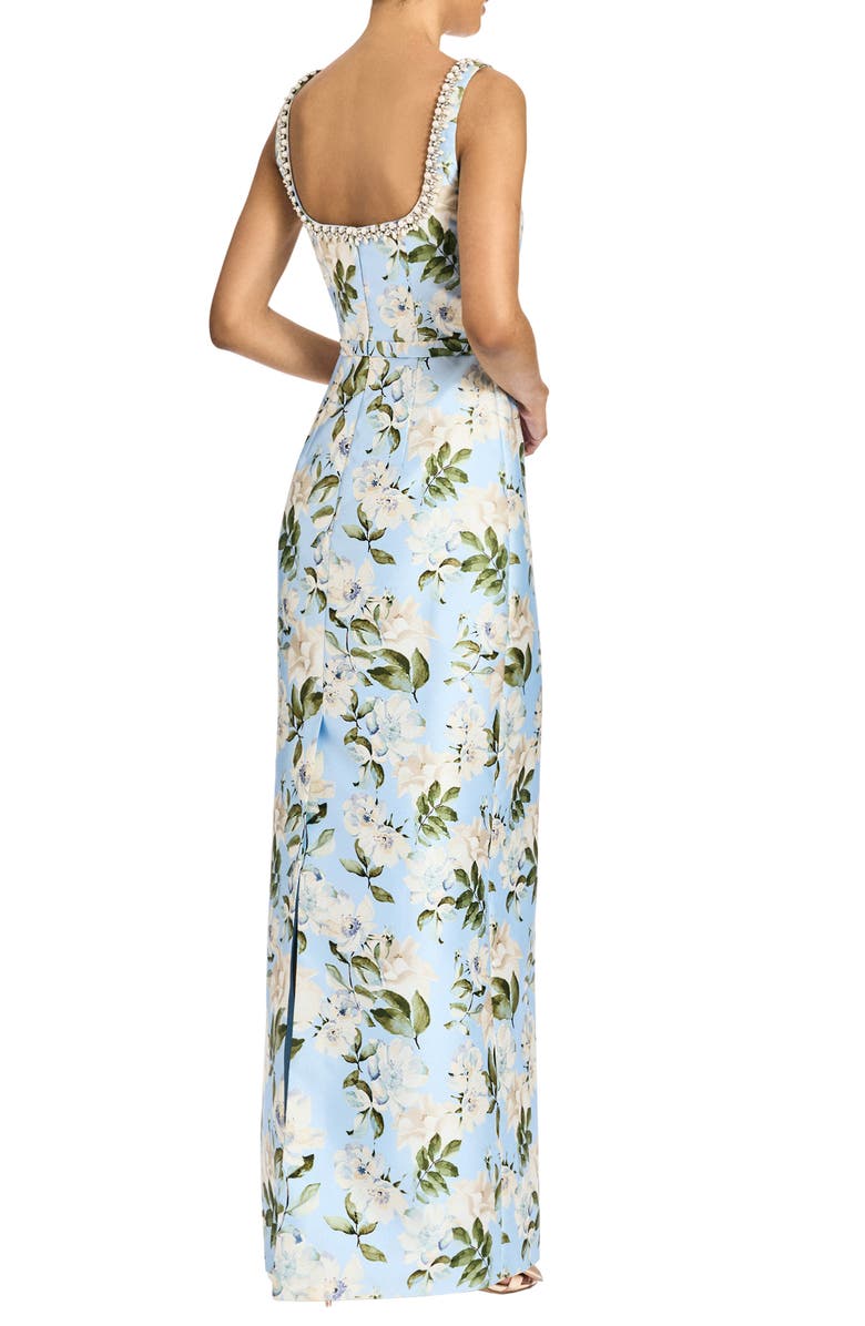 Sachin & Babi Lana Floral Satin Mikado Gown, Alternate, color, Sky Camellia