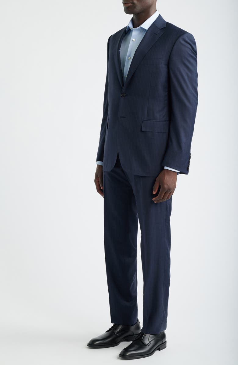 Canali Siena Regular Fit Navy Pinstripe Super 170s Wool Suit, Alternate, color, Navy