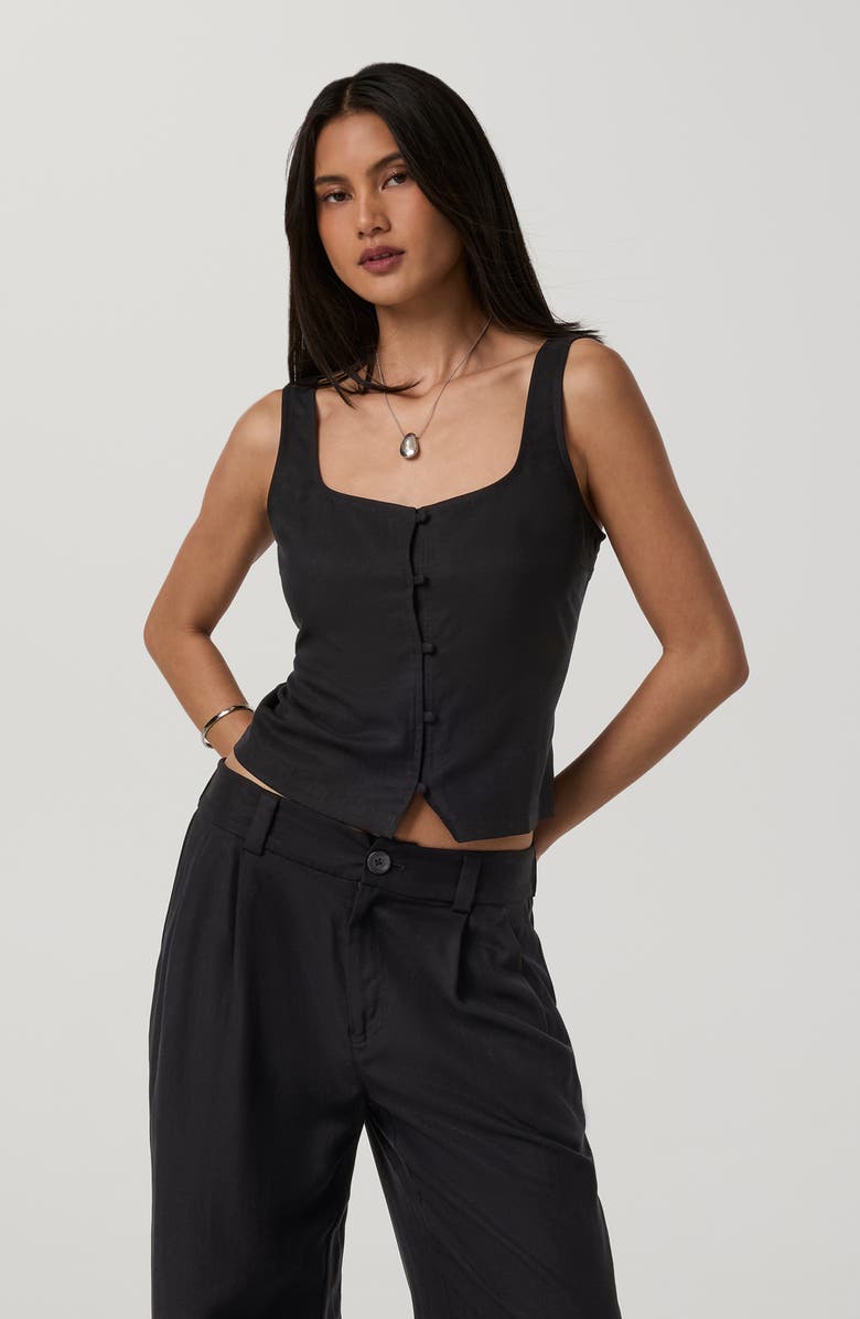 Vuori Trestles Twill Button Tank, Alternate, color, Black