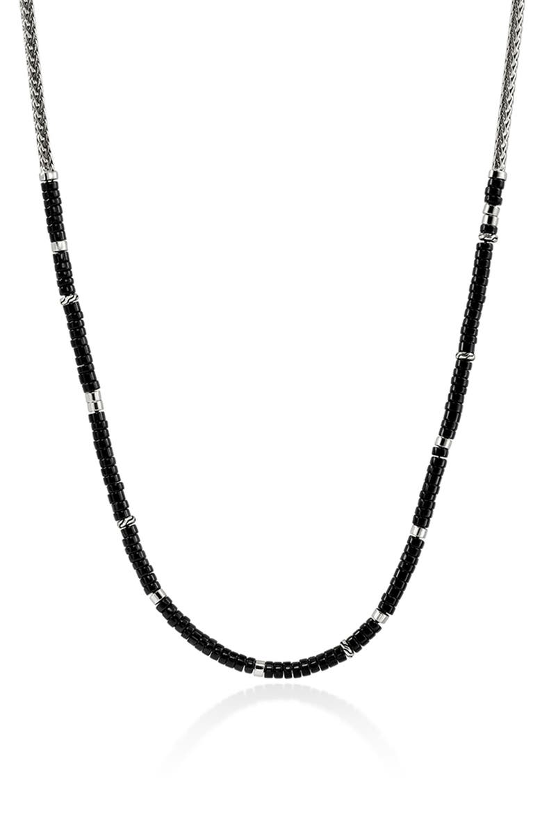 Heishi Chain Necklace, Silver, Gemstones, Main, color, BLACK