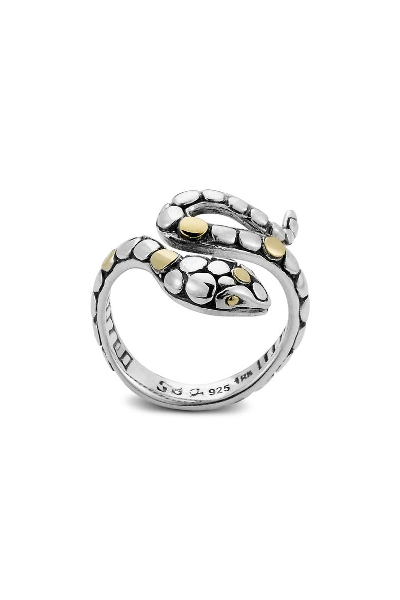 18K Yellow Gold & Sterling Silver Snake Ring, Alternate, color, SILVER/ GOLD