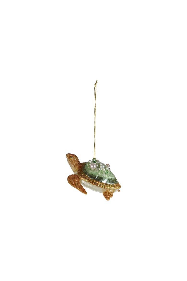 Artisan Glass Sea Turtle Ornament with Glitter and Beaded Mica Accents, Main, color, Multicolor