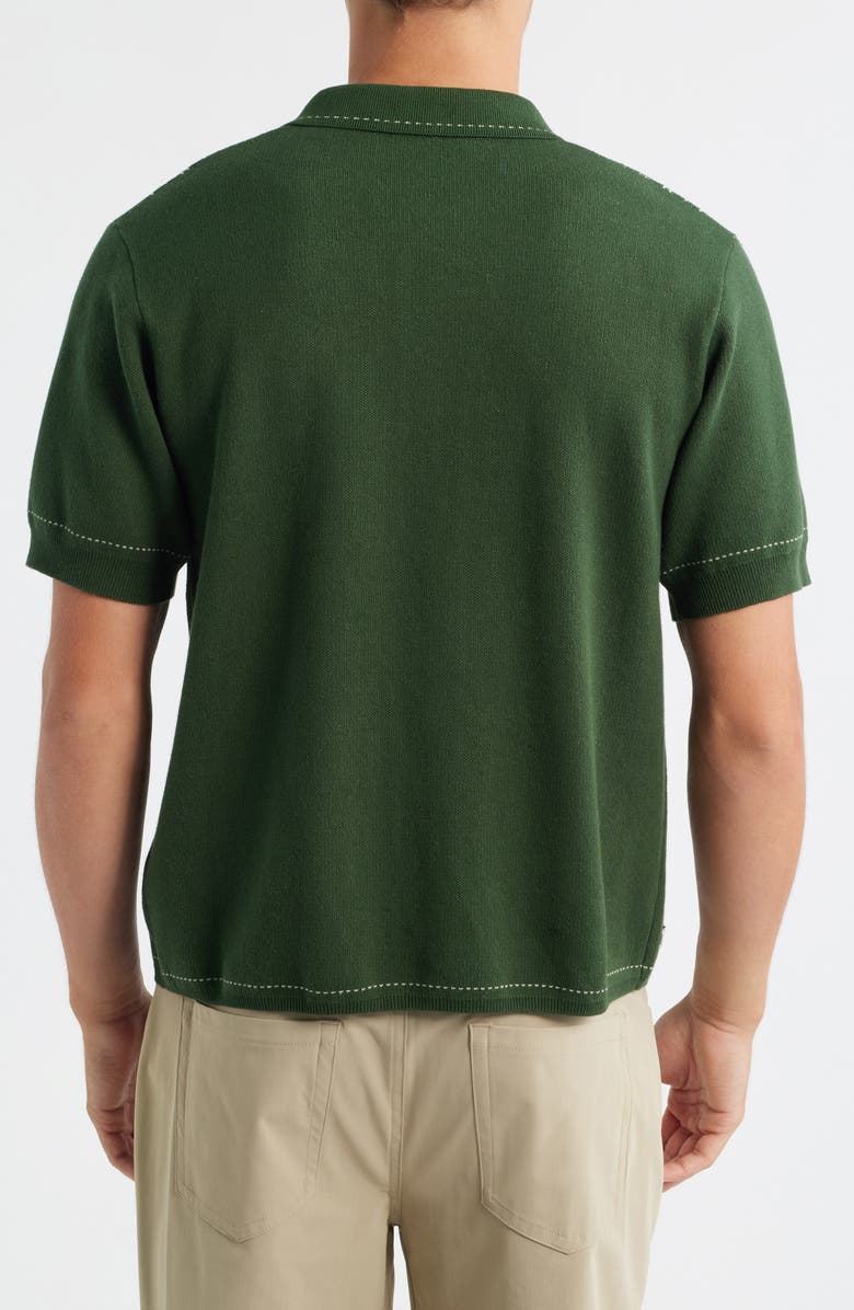 Percival Accolades Embroidered Stripe Short Sleeve Knit Cotton Snap-Up Shirt, Alternate, color, Forest