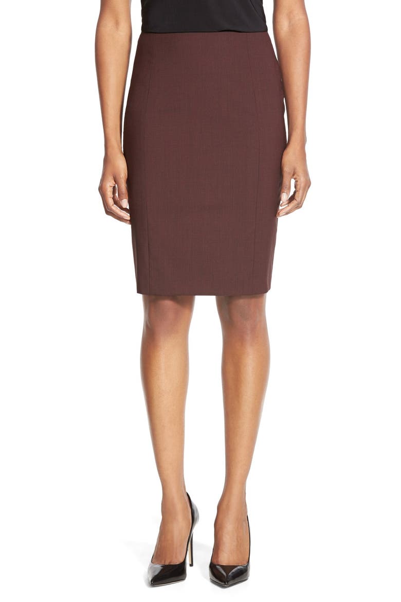 'Vabina' Wool Pencil Skirt, Main, color, DEEP GARNET FANTASY