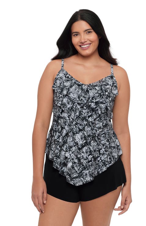 Rachel 5 Tier Ruffle Plus Size Tankini Swimsuit Top