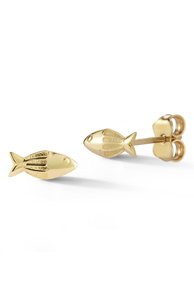 Ember Fine Jewelry 14K Gold Fish Stud Earrings, Main, color, Gold
