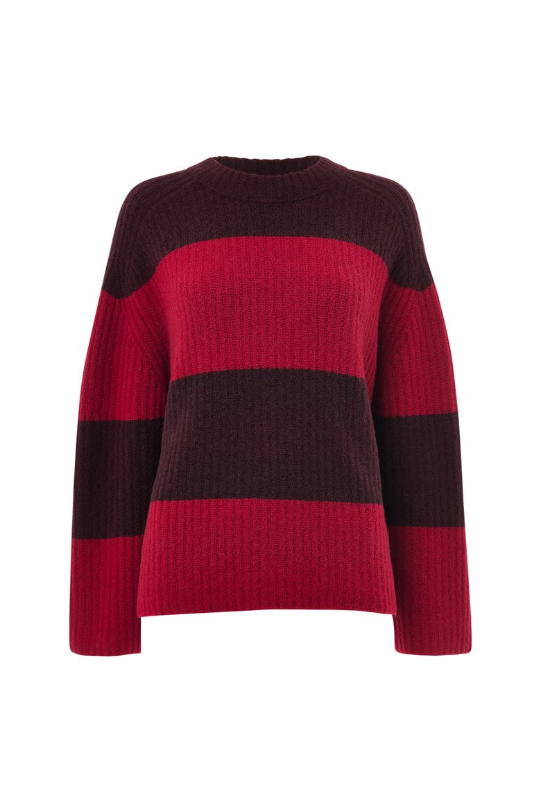 Wool Mix Wide Stripe Knit Sweater, Alternate, color, Red/Multi