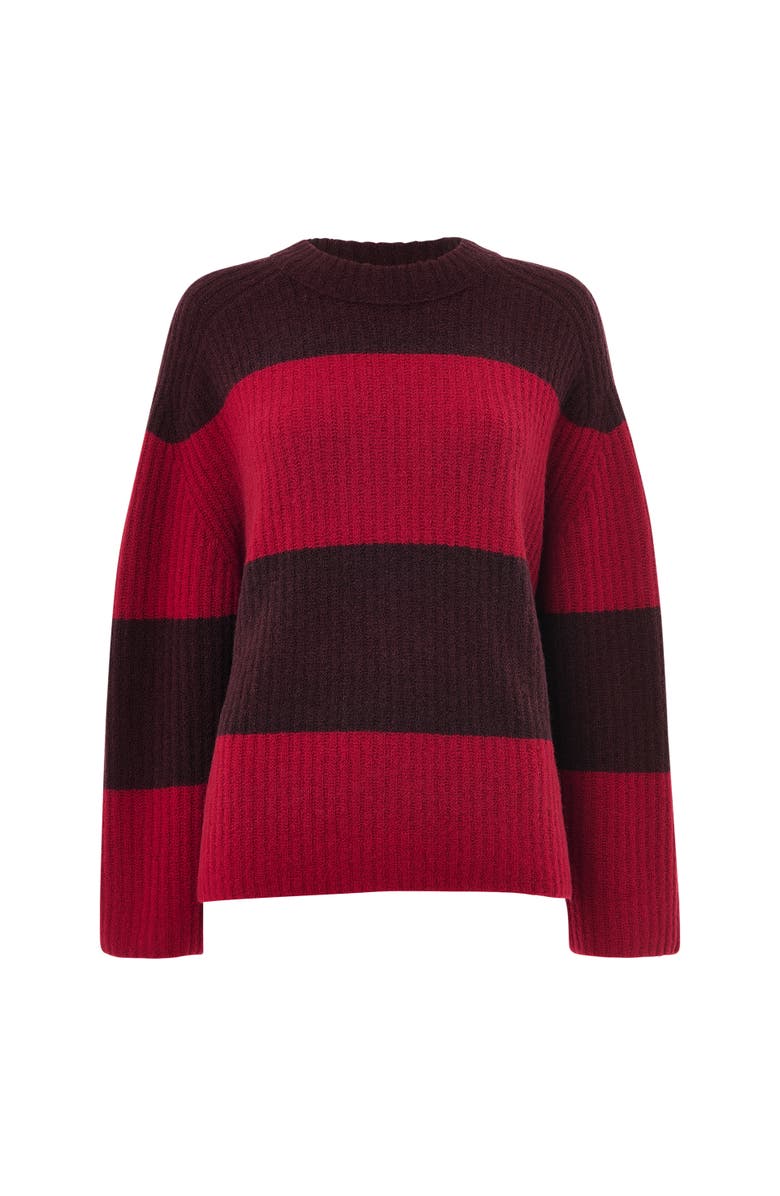 Whistles Wool Mix Wide Stripe Knit Sweater, Alternate, color, Red/Multi