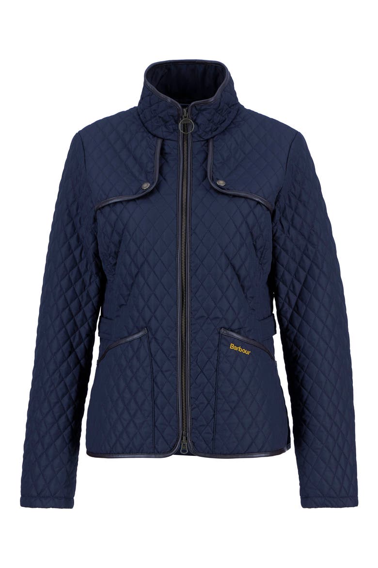 Dahlia Quilted Faux Leather Trim Jacket, Alternate, color, DARK NAVY
