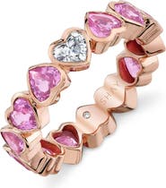 SHAY 18K Gold Pink Sapphire & Diamond Bezel Heart Ring