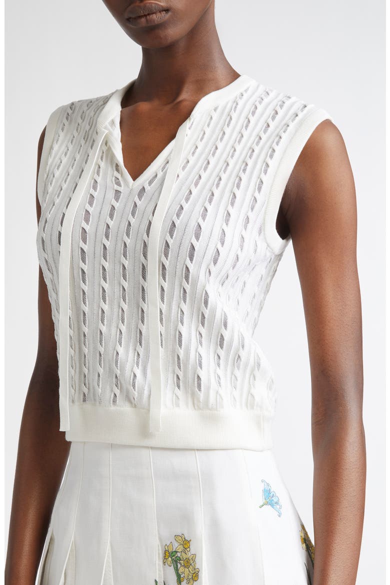 Sheer Baby Cable Sleeveless Sweater, Alternate, color, WHITE