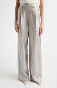 ST. JOHN Pleat Front Lamé Suiting Trousers