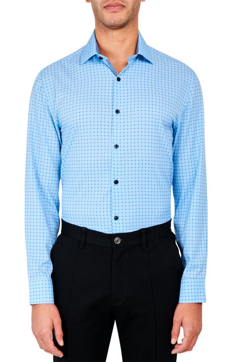 Slim Fit Geometric Dot Performance Stretch Dress Shirt (Regular & Big)