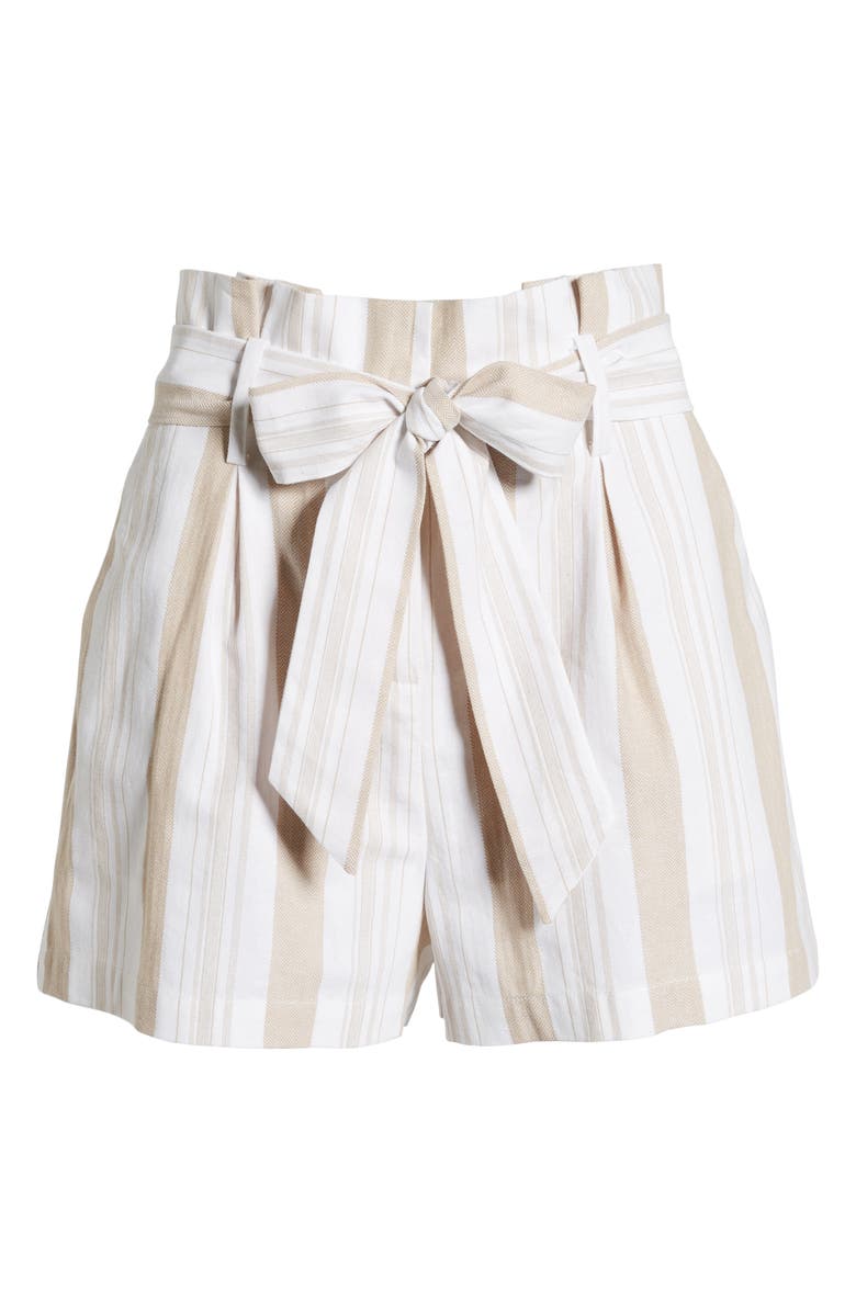 Socialite Belted Stripe Paperbag Waist Shorts, Alternate, color,